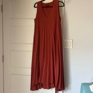 J Jill Terracotta Sleeveless Pleated Dress